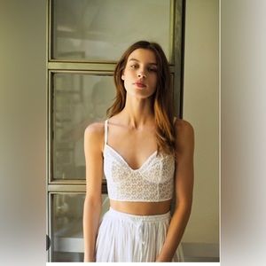 NWT Free People Womens Lele Longline Bra, White, XS